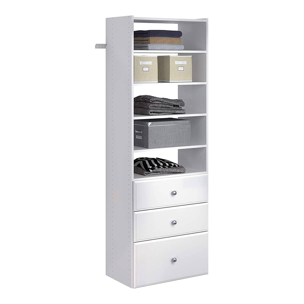 White Tower Closet Storage Organizer with Shelves & Drawers D424