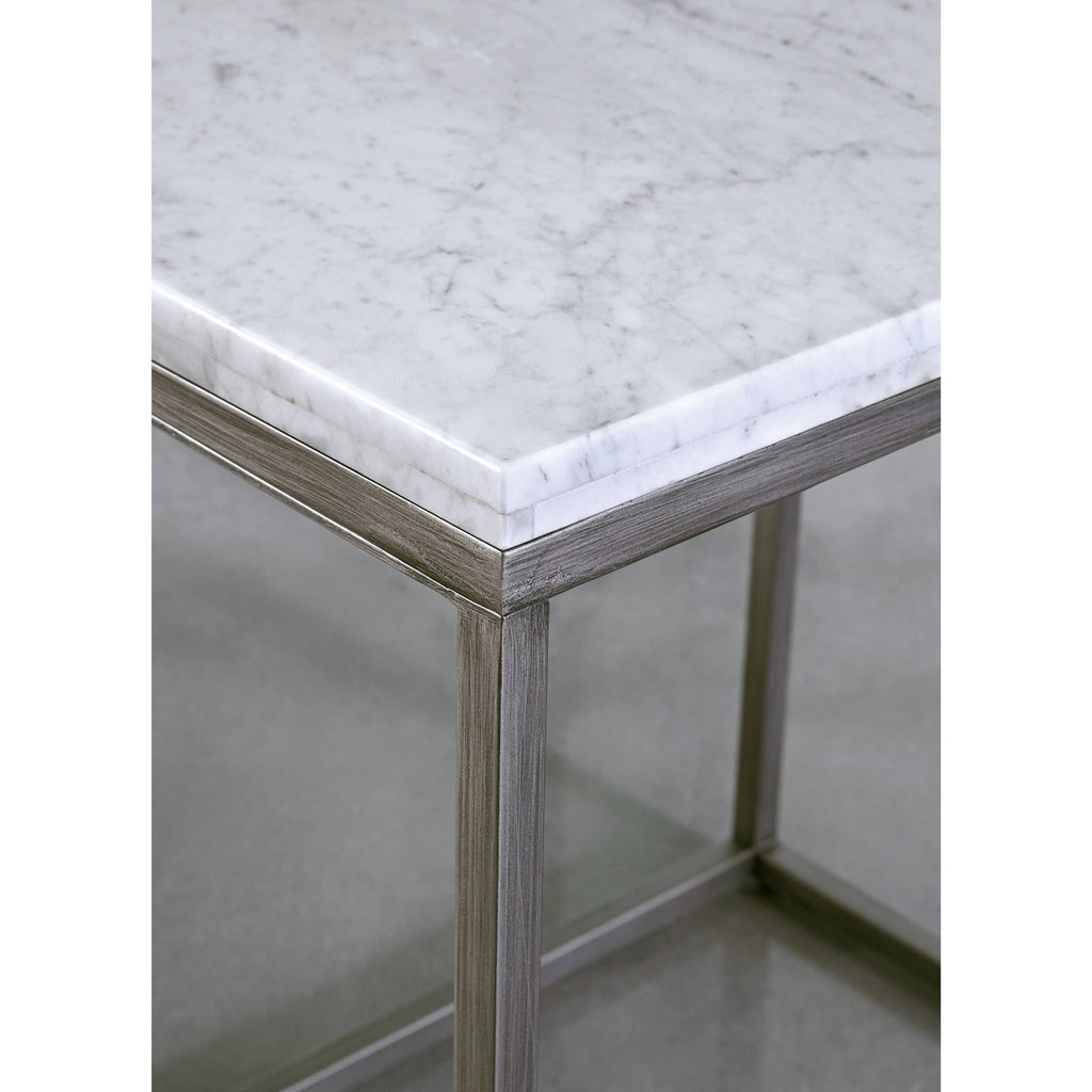 Rectangular End Table with White Marble Top Z1862