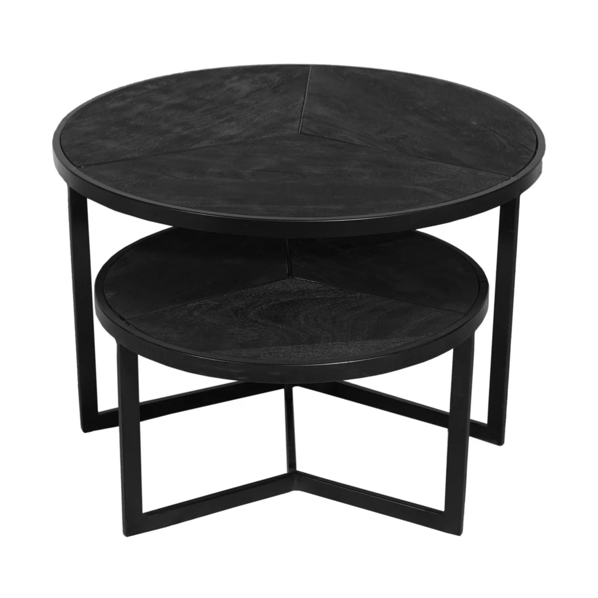 20 Inch Round Nesting Coffee Table Set Of 2 Mango Wood Z381329