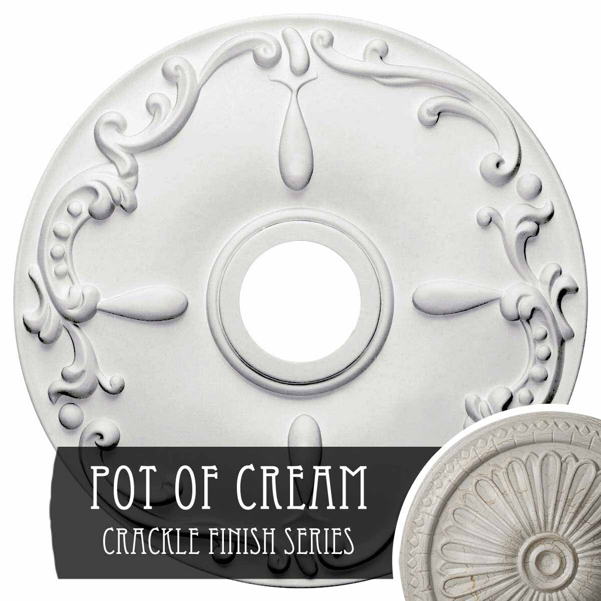 18x22OD x 3 1/2x22ID x 1 1/4x22P Ceiling Medallion, Hand-Painted Pot of Cream Crackle Z896