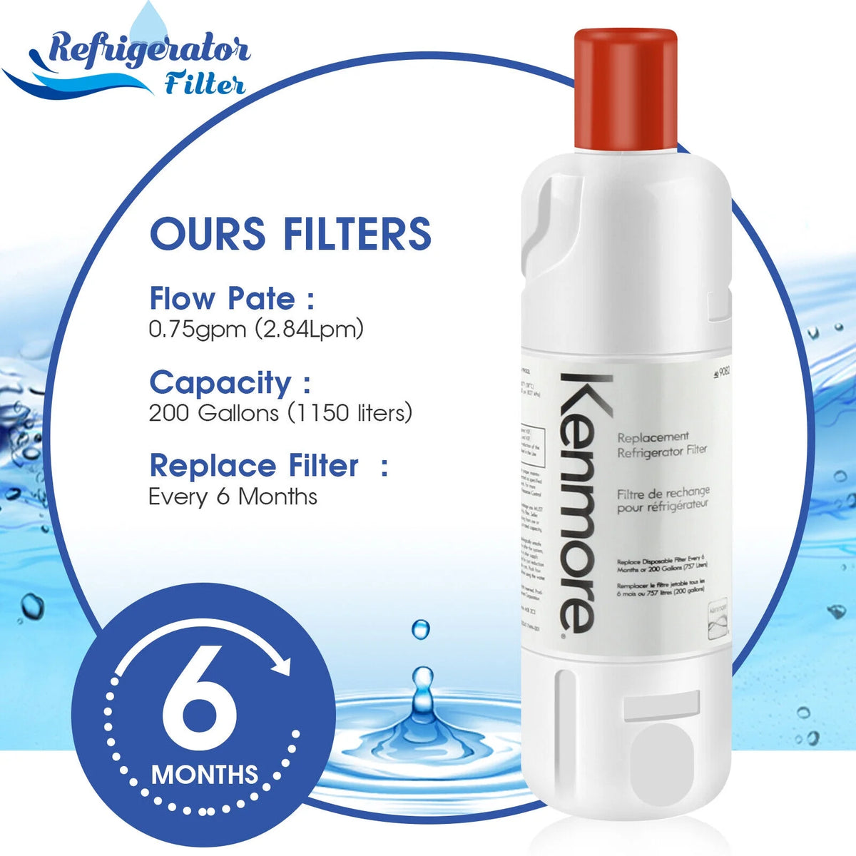 4 Pack Refrigerator Water Filter U86365