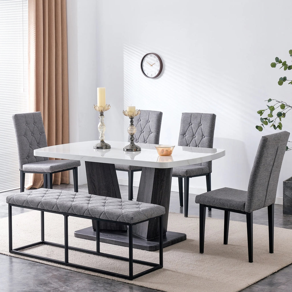 63" 6-Piece Dining Table with 4 Chairs & 1 Bench J58320