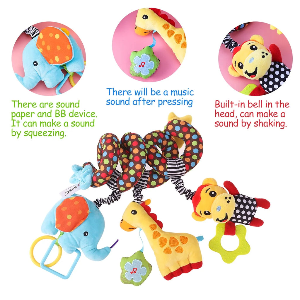 Baby Stroller Wrap Around Toys Infant Car Seat Activity Spiral Plush Toy Y789