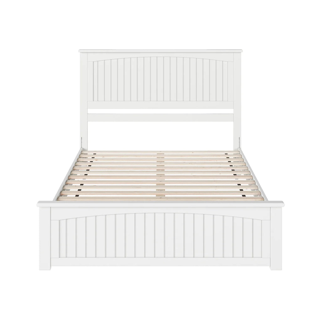 White Queen Solid Wood Platform Bed with Footboard U692