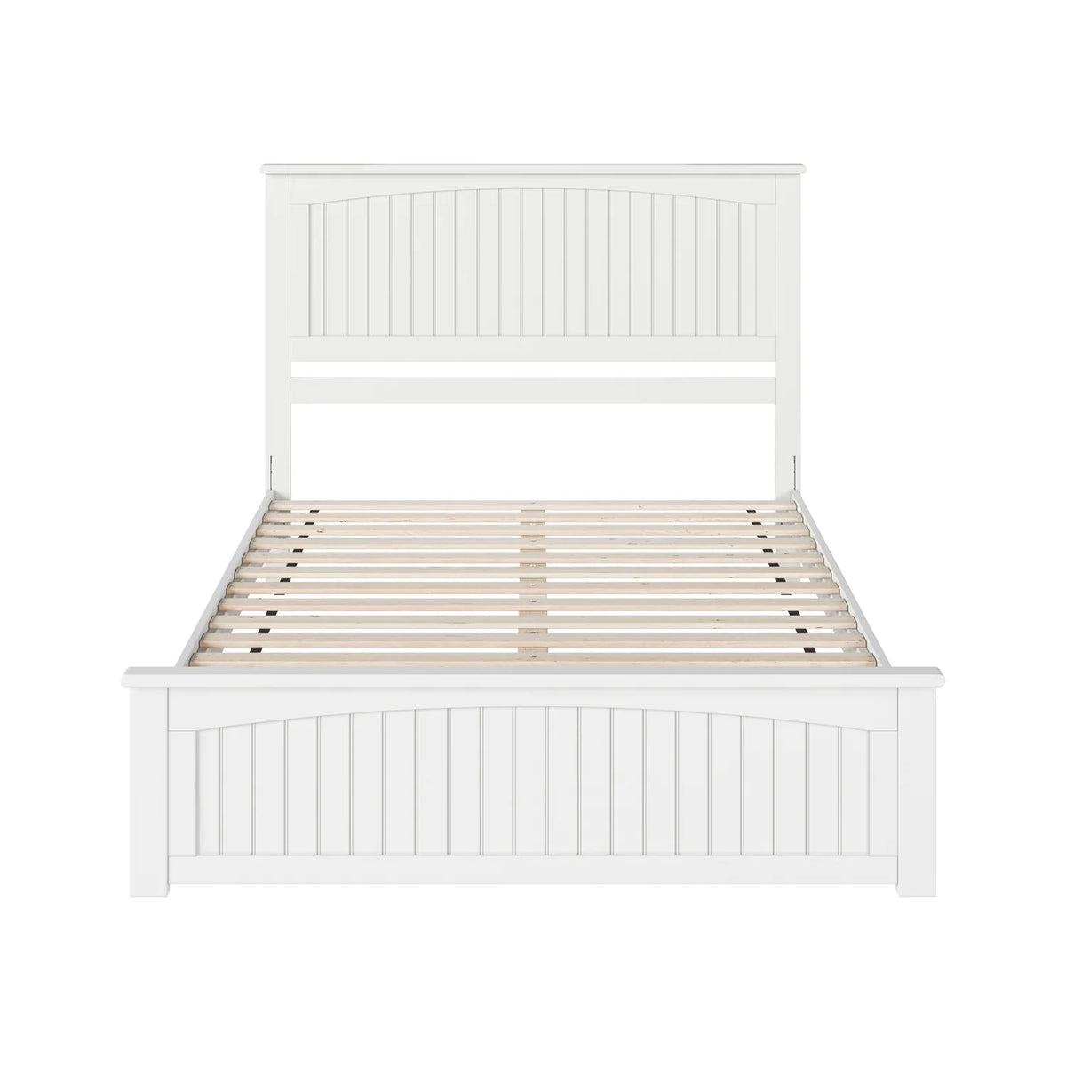 White Queen Solid Wood Platform Bed with Footboard U692