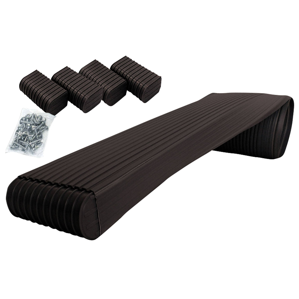 Black Marine Trailer Bunk Wrap Kit with 4 Endcaps & Stainless Hardware V73119