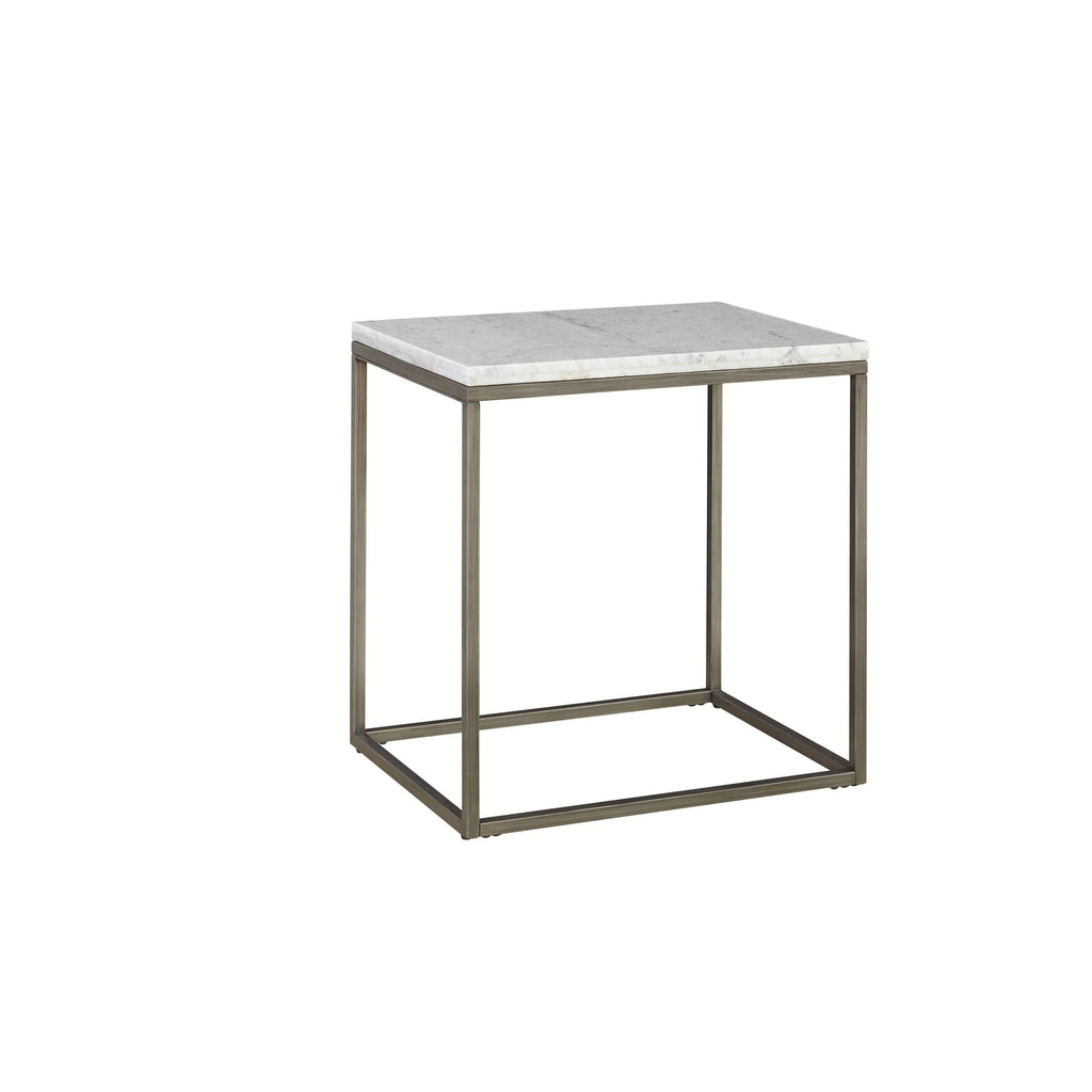 Rectangular End Table with White Marble Top Z1862