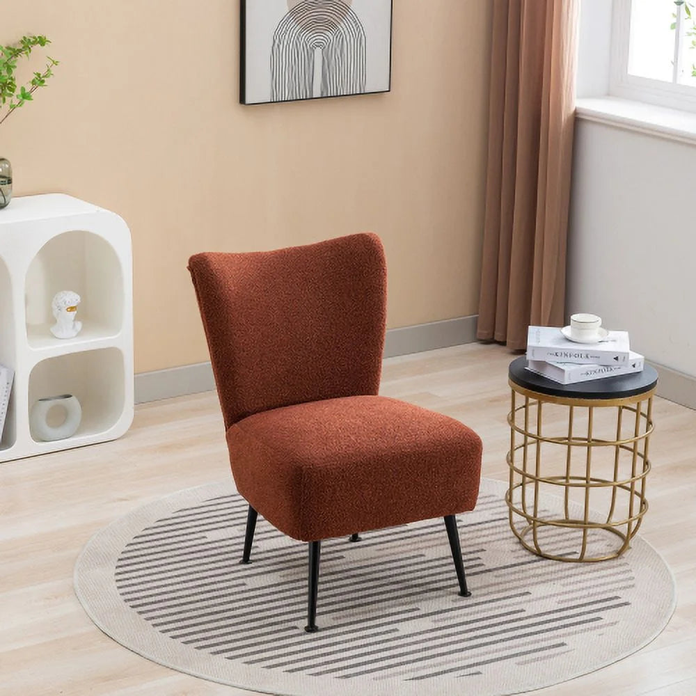 Burnt Orange Boucle Upholstered Armless Accent Chair E3278