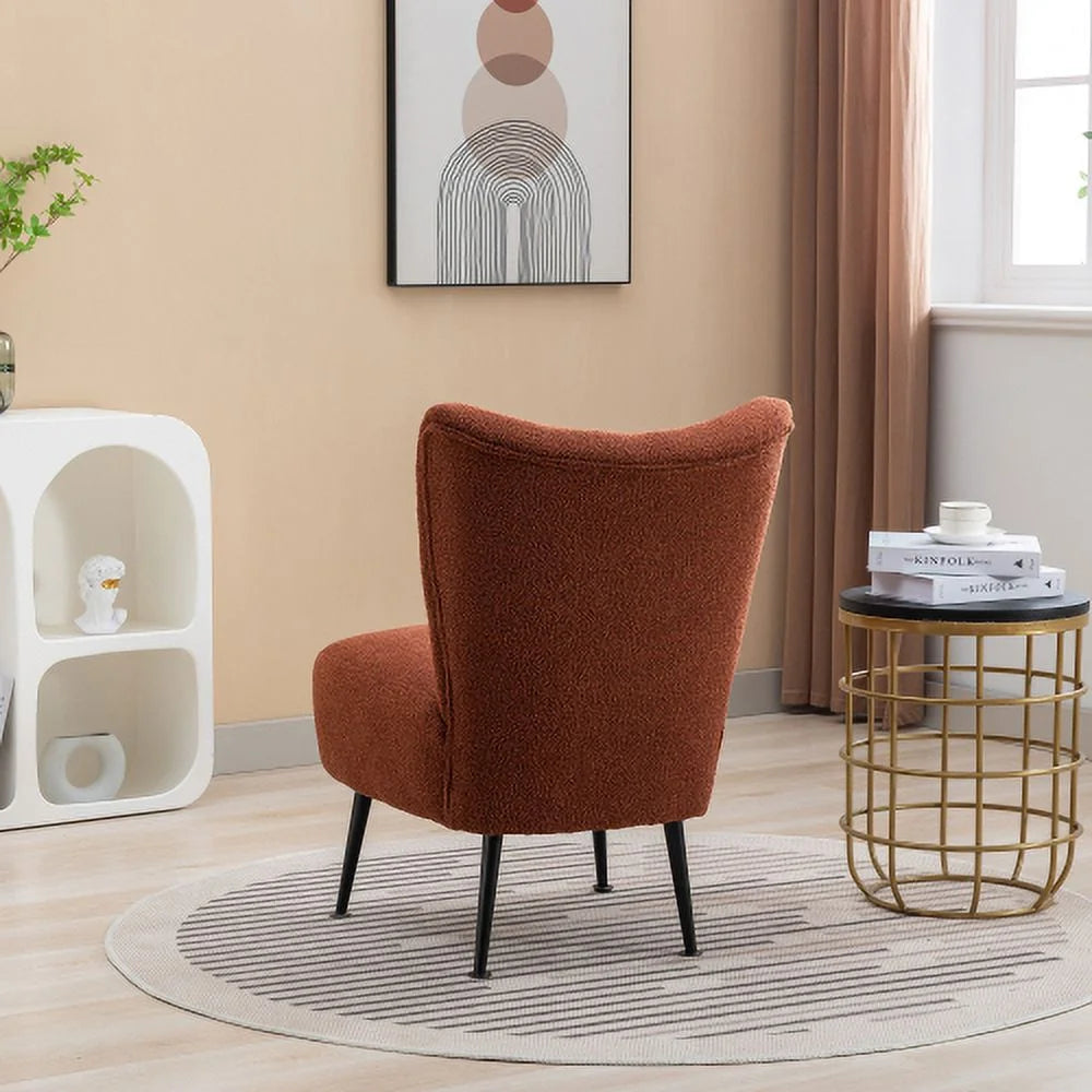 Burnt Orange Boucle Upholstered Armless Accent Chair E3278