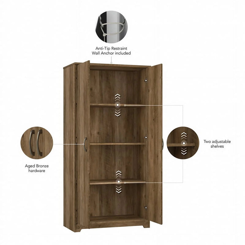 Tall Reclaimed Pine Engineered Wood Bathroom Cabinet J10366