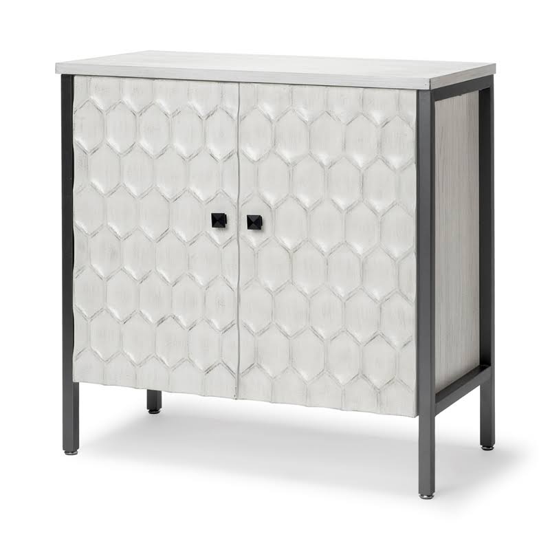 White Wood and Iron 2 Door Cabinet S9077