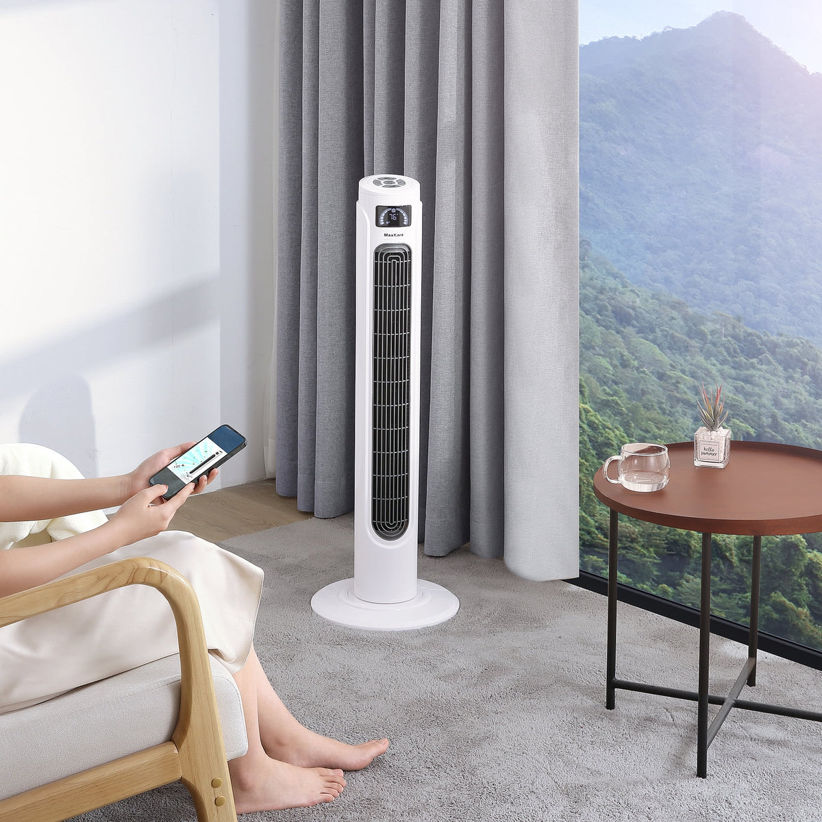 36 Tower Fan 120° Oscillating 60dB Quiet with Remote Control White S586