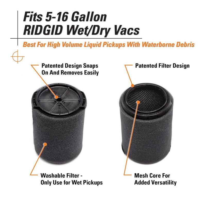 Wet Dry Vacuum Filter 5 Gallon and Larger A271808