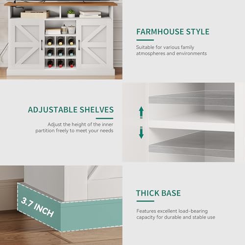 Rustic Brown Buffet Cabinet with Power Outlet and Floating Shelves P635702
