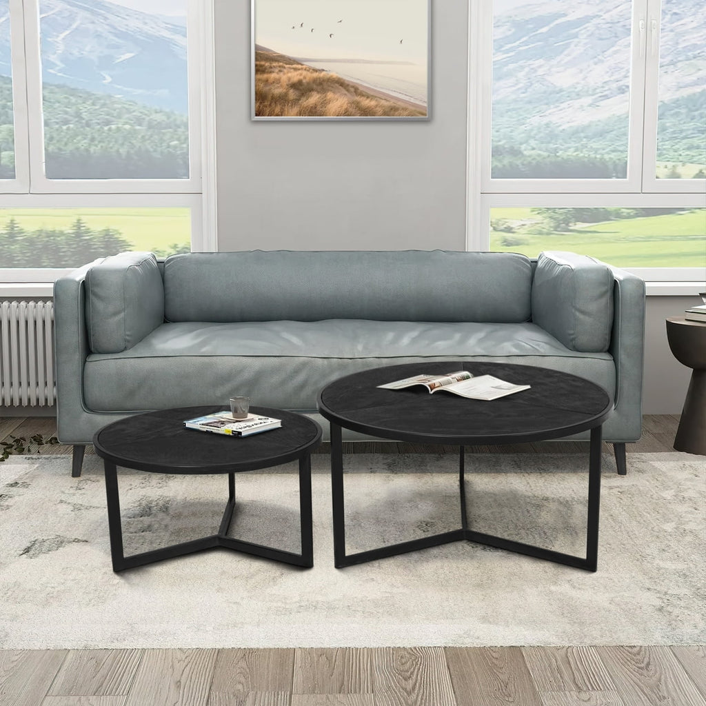 20 Inch Round Nesting Coffee Table Set Of 2 Mango Wood Z381329