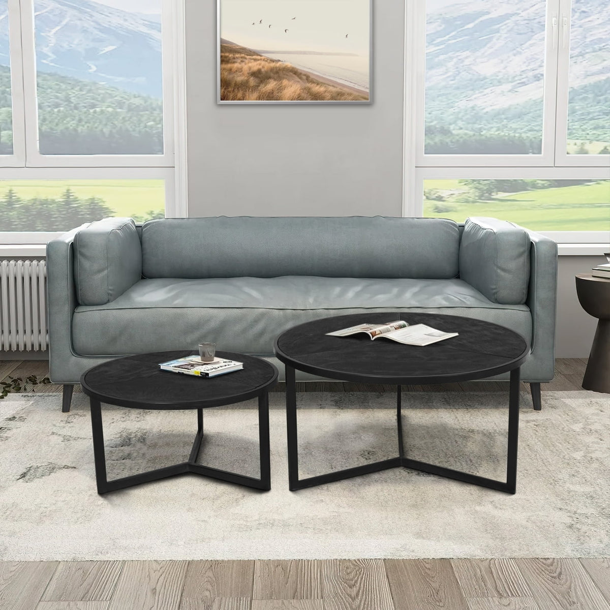 20 Inch Round Nesting Coffee Table Set Of 2 Mango Wood Z381329