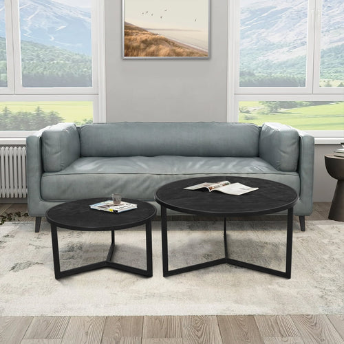 20 Inch Round Nesting Coffee Table Set Of 2 Mango Wood Z381329