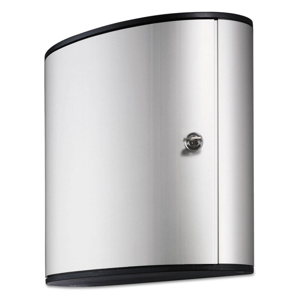 Locking Key Cabinet, 54-Key, Brushed Aluminum, Silver X44037