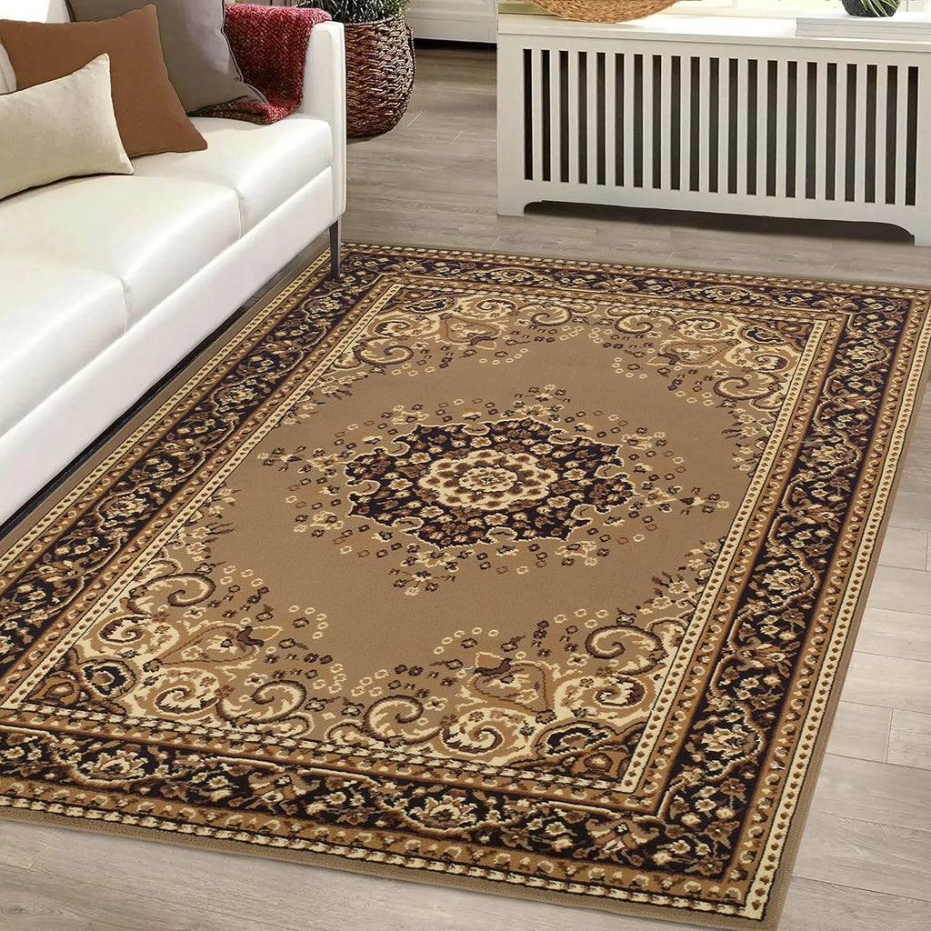 Brown 4' X 6' Floral Vines Area Rug F422512