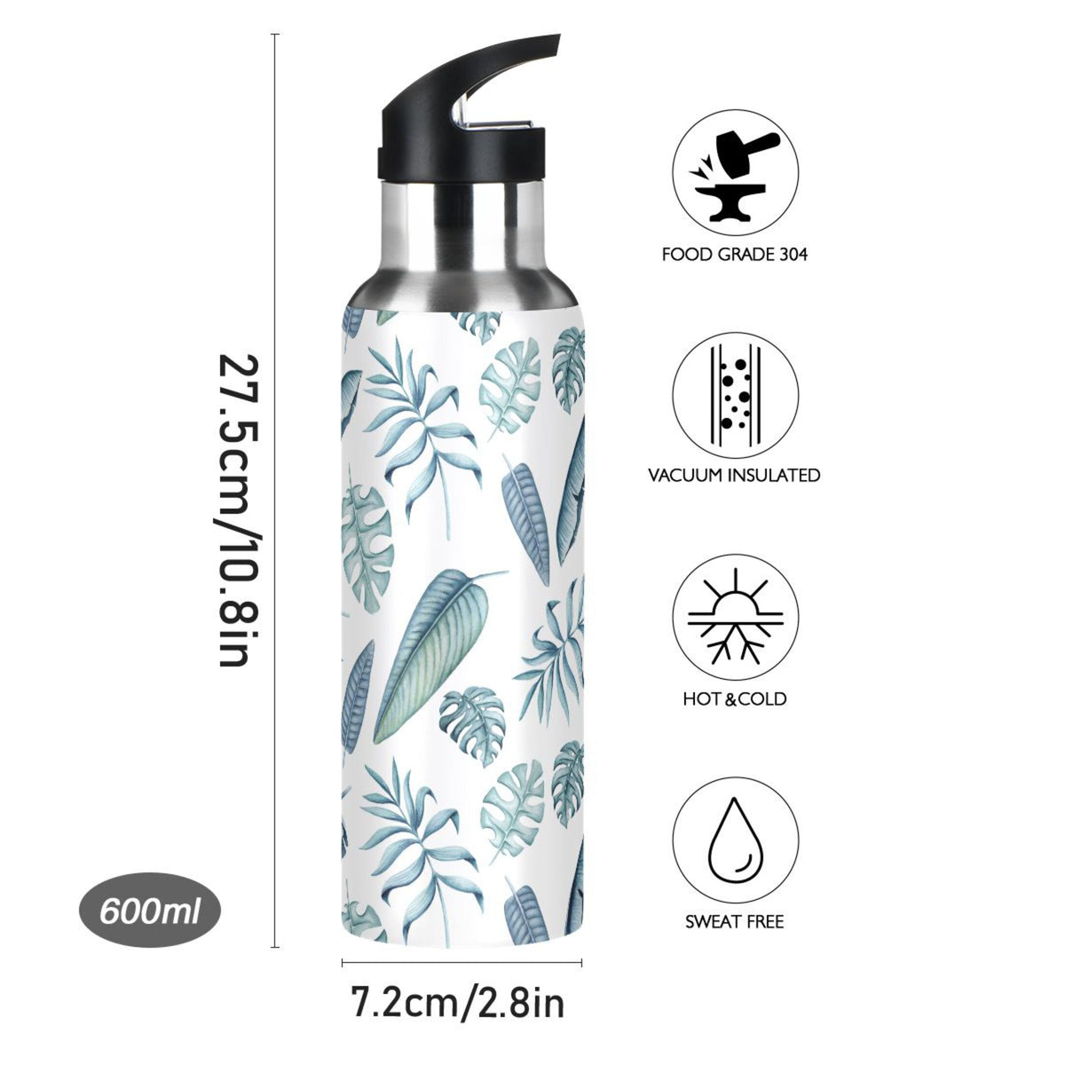 Insulated Stainless Steel Water Bottle with Straw Lid 20 oz D14403
