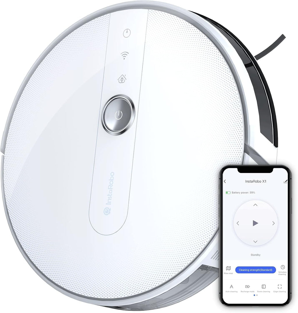 White Robot Vacuum and Mop Combo with 2000Pa Suction Q794249