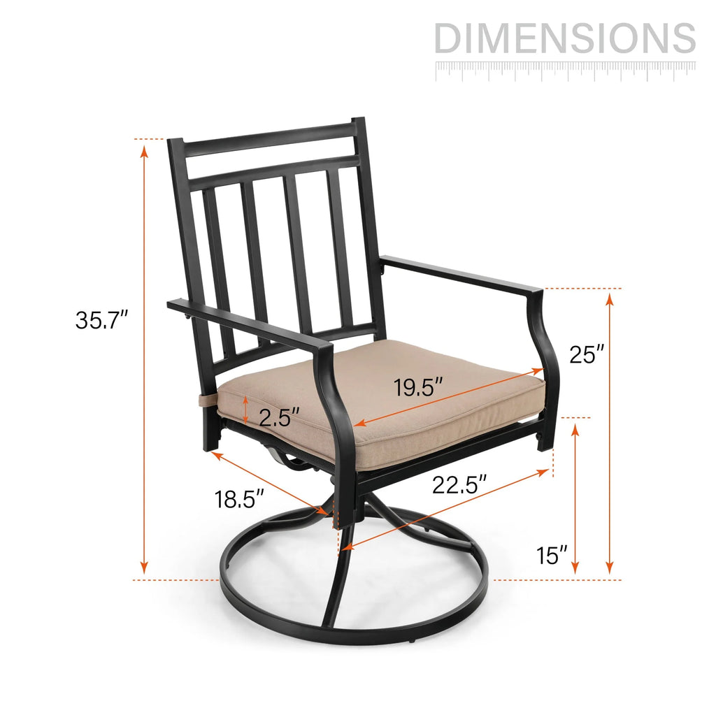 Set of 2 Metal Swivel Outdoor Dining Chairs with Beige Cushions K6971