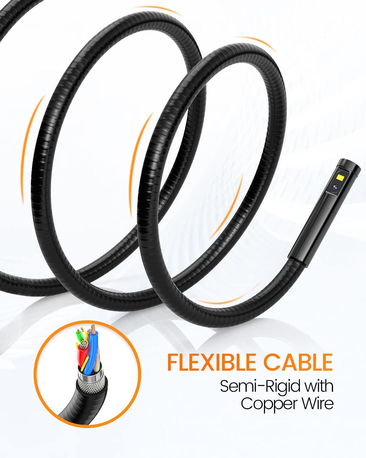 Dual Lens Inspection Camera with 5 IPS Screen and 16.4ft Flexible Probe G686