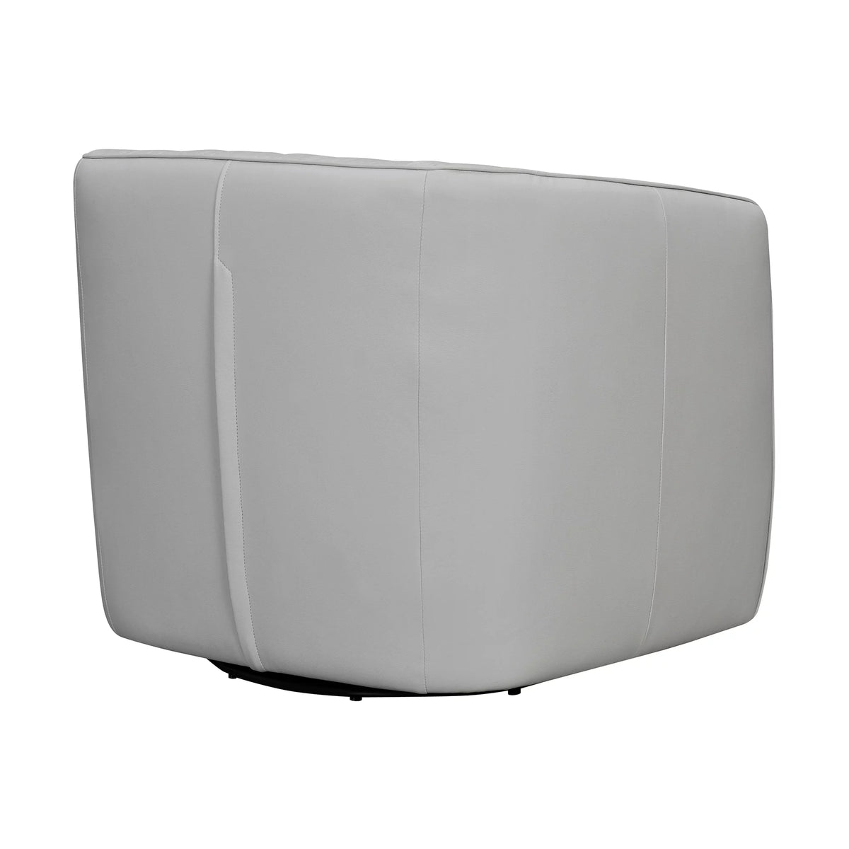 Dove Gray Genuine Leather Swivel Barrel Chair I75686