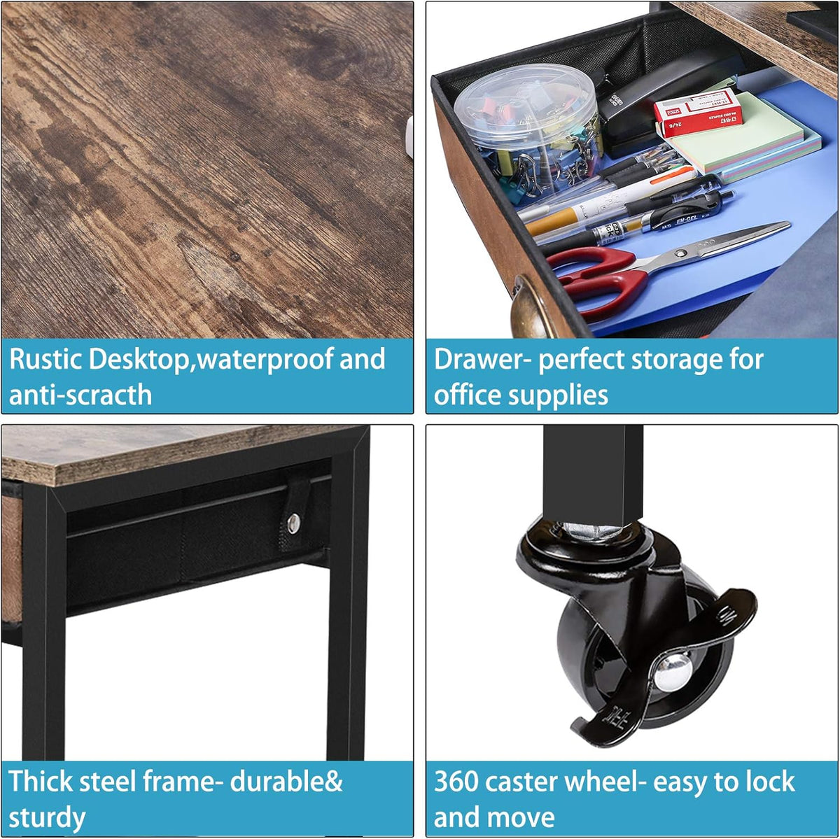 Rustic Brown 3 Tier Printer Cart with Drawer U158383