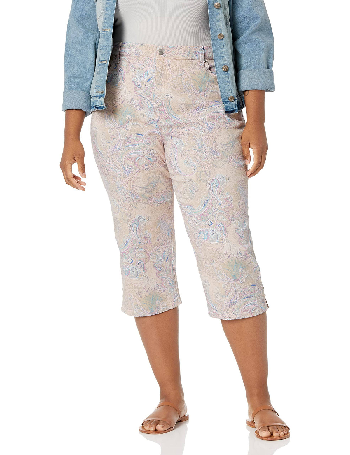 Petite Printed Capris V7073