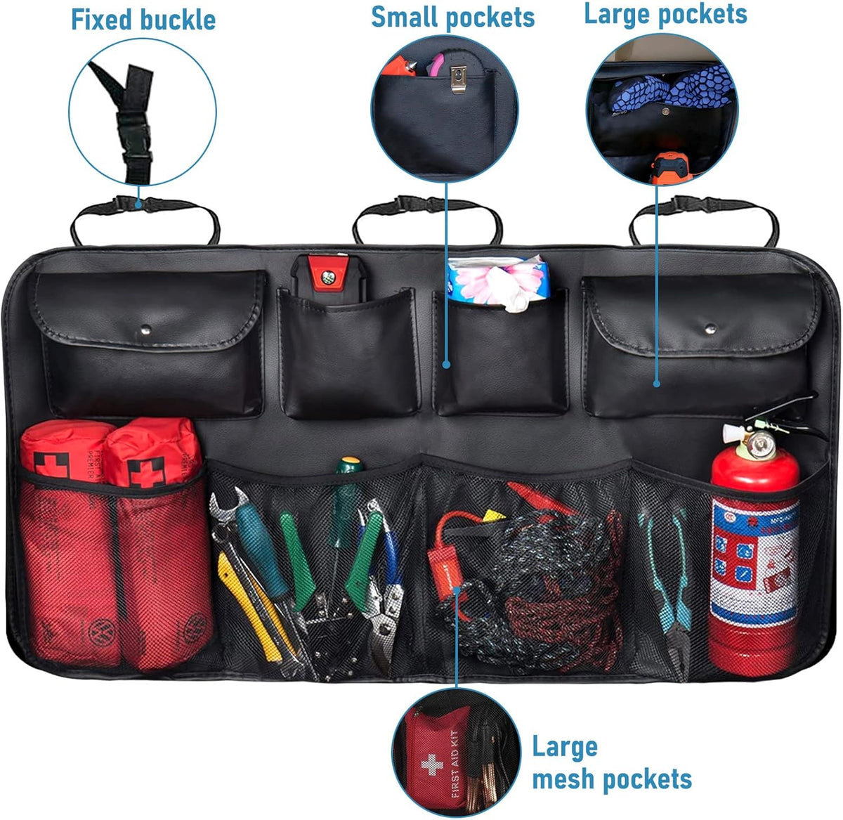 SUV Car Backseat Organizer & Trunk Organizer, 15 Storage Pockets, PU Leather, Pack of 2 Y30610
