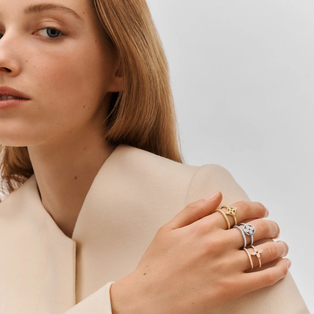 White Gold and Diamond Double Row Ring E193893
