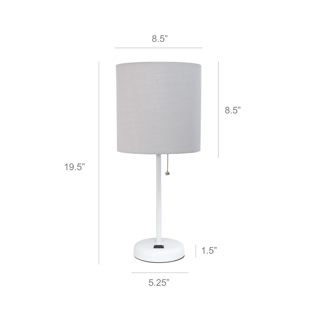 White Stick Lamp with Fabric Shade T895823