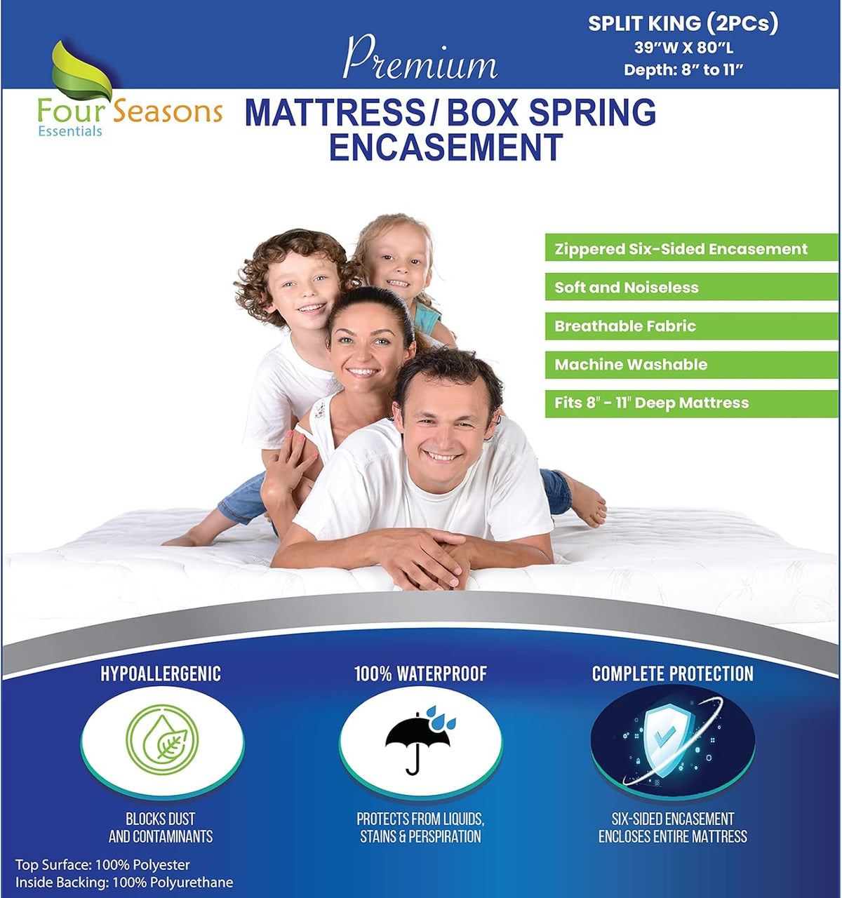 Waterproof Zippered Mattress Protector Bed Cover P88437