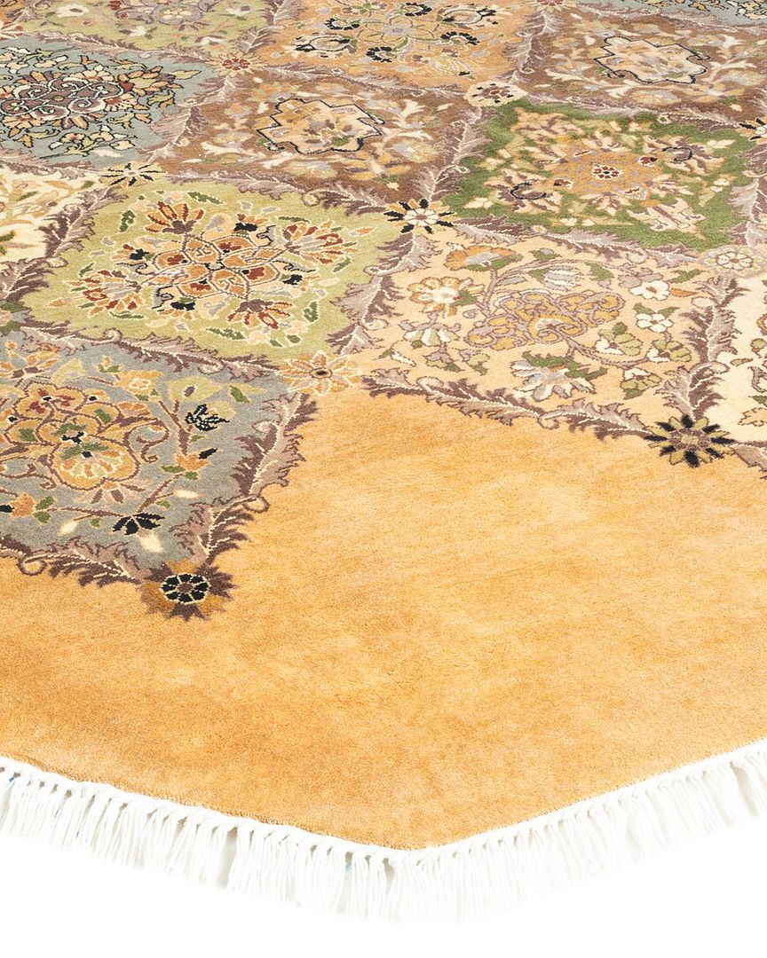 Hand-Knotted Wool Ivory Octagon Area Rug 8' 1" x 8' 1" X13446