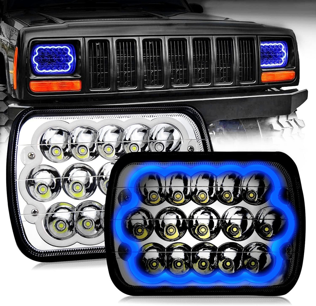 Amber 5x7 inch Sealed Beam LED Headlight Pack of 2 O4130