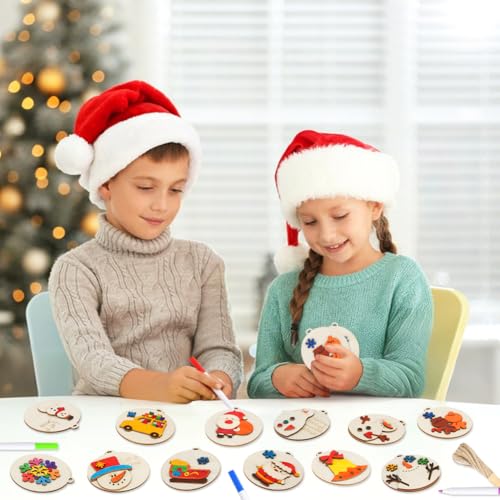 24 Pcs DIY Wooden Christmas Ornaments Painting Kit V8262