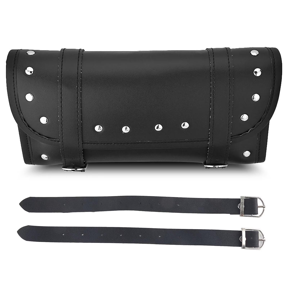 Black Pu Leather Motorcycle Tool Bag Saddlebag Y804289