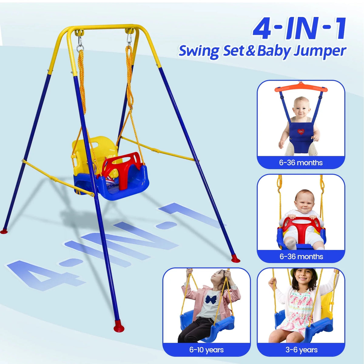2-in-1 Toddler Swing Set and Baby Jumper Z49054