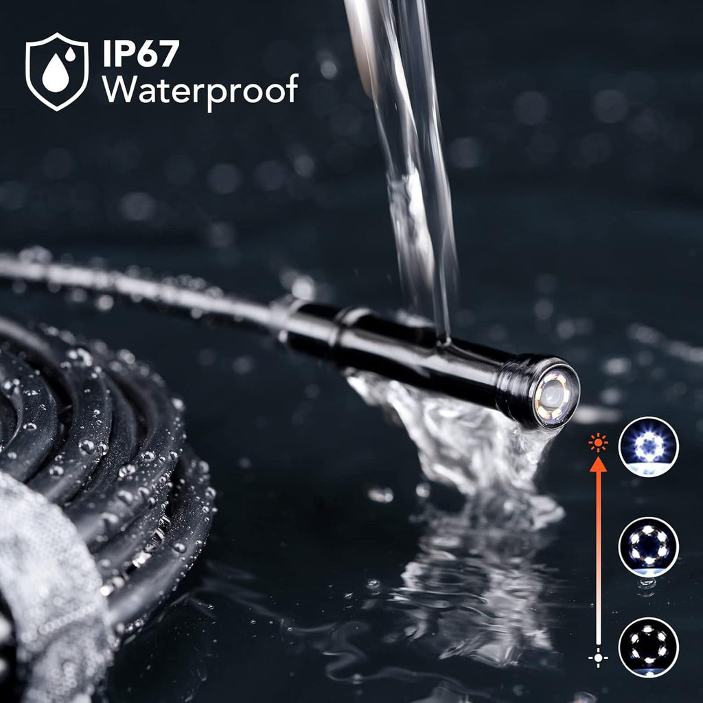 1080P HD Digital Endoscope with 5.5 mm Thin Probe, 4.3-Inch LCD Screen, IP67 Waterproof, 16.5ft Semi-Rigid Cable K932