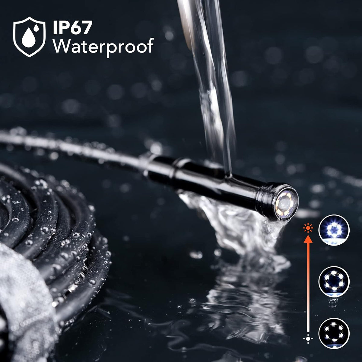 1080P HD Digital Endoscope with 5.5 mm Thin Probe, 4.3-Inch LCD Screen, IP67 Waterproof, 16.5ft Semi-Rigid Cable K932